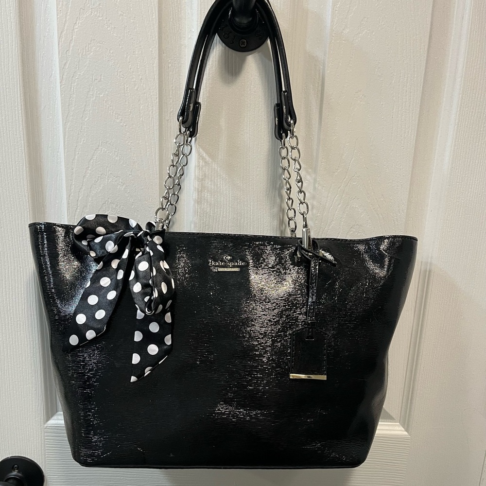 Kate Spade Cedar Street Harmony Tote Black Patent Leather EUC